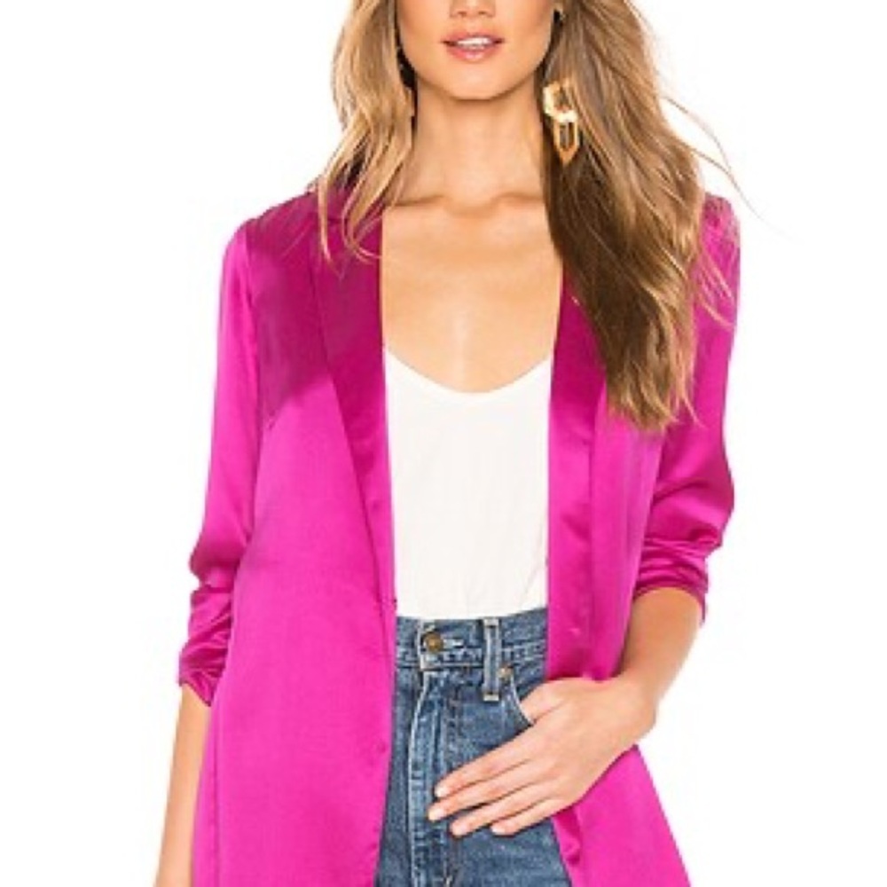 Amanda Uprichard Hot Pink Silk Yvonne Blazer